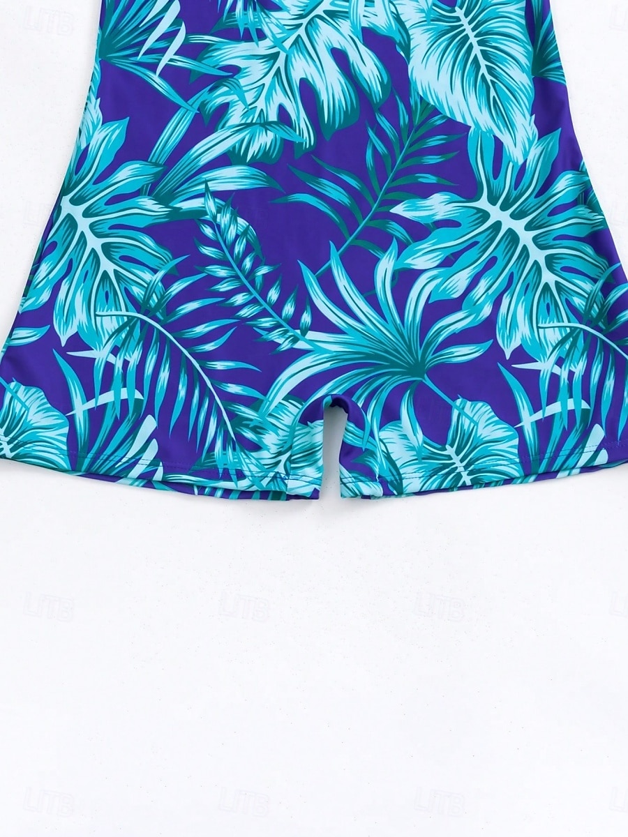 Dam Badkläder En bit Monokini Baddräkt Öppen rygg Magkontroll Hög midja Smal Semester Standkläder Löv V-hals Ärmlös Baddräkter 2025 - $31.99 –P5