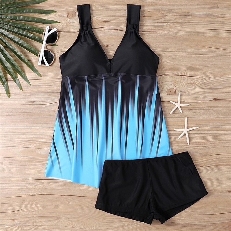 Femme Tankini Maillot De Bain Deux Pièces V Profond Maillots de Bain Maillots de Bain Blanche Bleu Respirable Séchage rapide Poids Léger Sans Manches - Natation Surf Plage Eté Printemps de 2025 ? $26.99 –P9