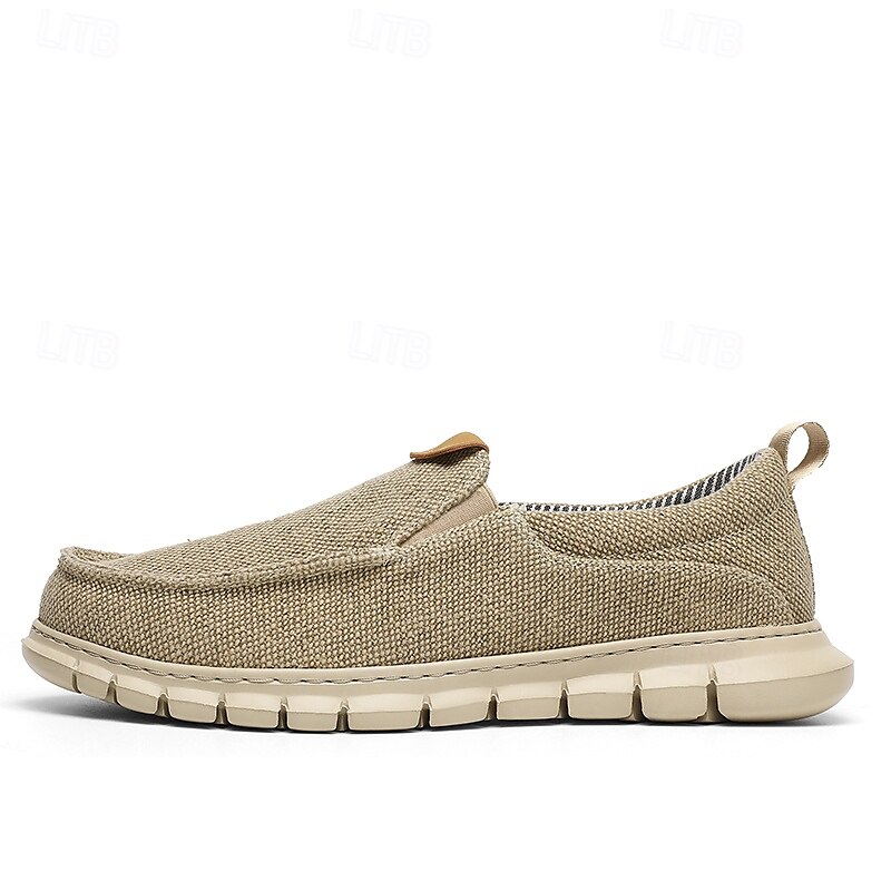 scarpe casual slip-on da uomo – comode scarpe da ginnastica in tela beige con suola flessibile per l'uso quotidiano del 2025 a $42.99 –P2