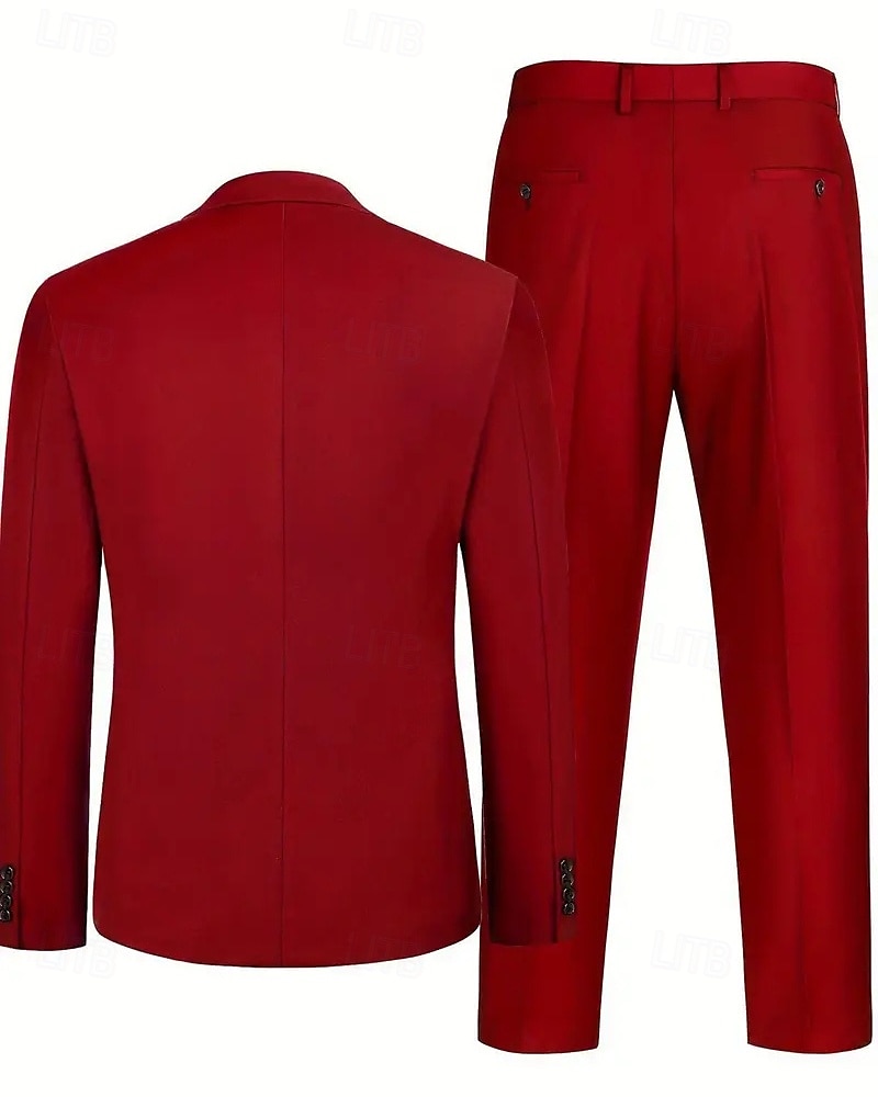 Hombre Graduación Conjunto chaqueta Negocio Fiesta de Cóctel Fiesta de Boda Moda Casual Primavera & Otoño Poliéster Color sólido Botones Bolsillo Cómodo Botonadura Simple Chaqueta de sport Negro 2025 - $114.99 –P3