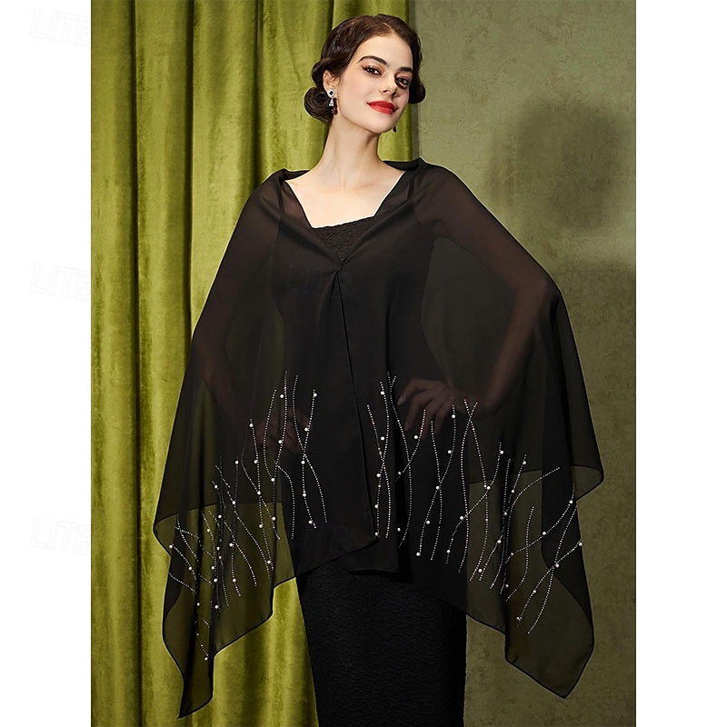 yessa scialli e mantelle con strass da donna per abiti da sera, scialli e mantelle in chiffon con paillettes per matrimoni, scialle e sciarpa formali del 2025 a $24.99 –P10