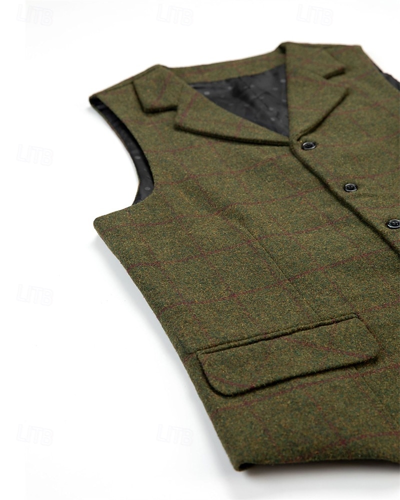 Męskie Kamizelka Zamszowa kamizelka Urlop Codzienny Randka Moda Codzienny Wiosna i jesień Guziki Kieszeń Poliester Wygodny Kratka Pojedynczy biust na jeden guzik Klapa Regularny Ciemnobrązowy Czarny 2025 - $39.99 –P6