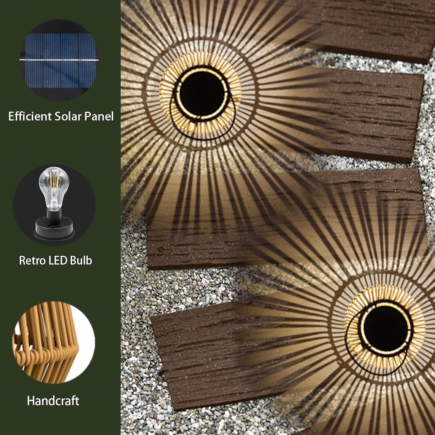1 st. buitenzonne-energie imitatie bamboe weven Chinese lantaarn tuin gazon pad hek decoratie verlichting sfeer licht 2025 - $35.99 –P4