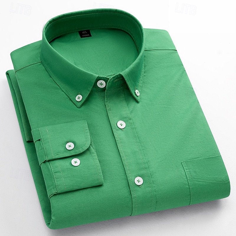 Men's Dress Shirt Oxford Shirt Solid Color Formal Black White Wine Orange Long Sleeve Shirt Collar Spring, Fall, Winter, Summer Clothing Apparel Buttons 2025 - $34.99 –P7