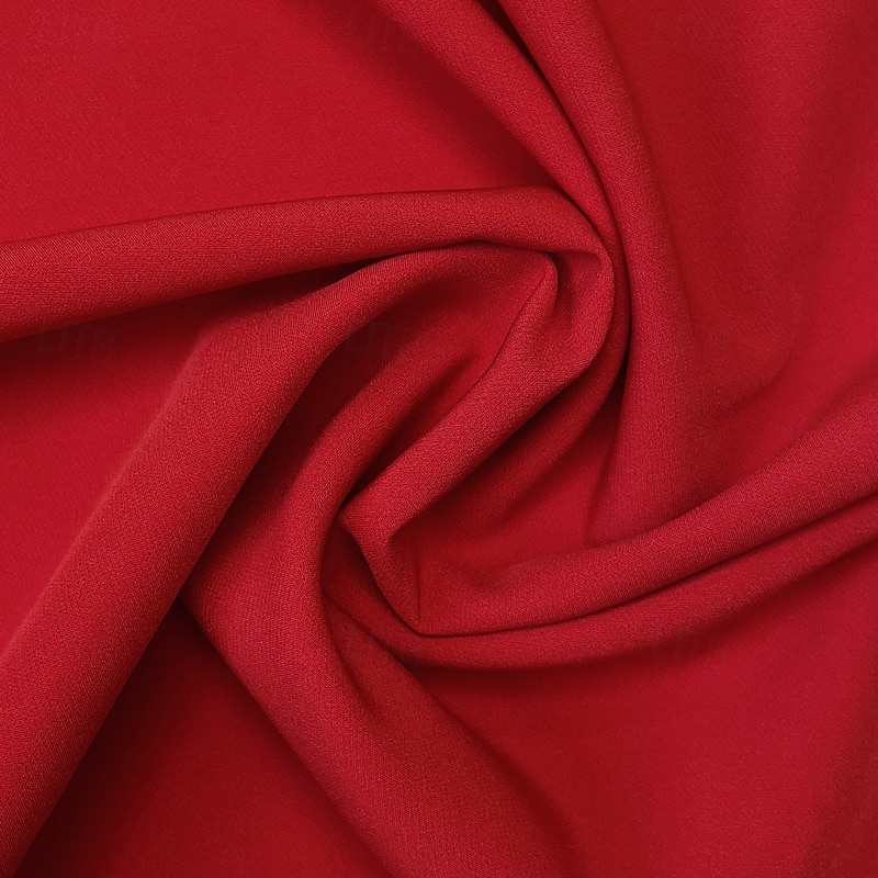 abito da sera a sirena/tromba, elegante, formale, da sposa, con strascico, manica lunga, girocollo, in crêpe elasticizzato con pieghe, 2025 del 2025 a $149.99 –P1
