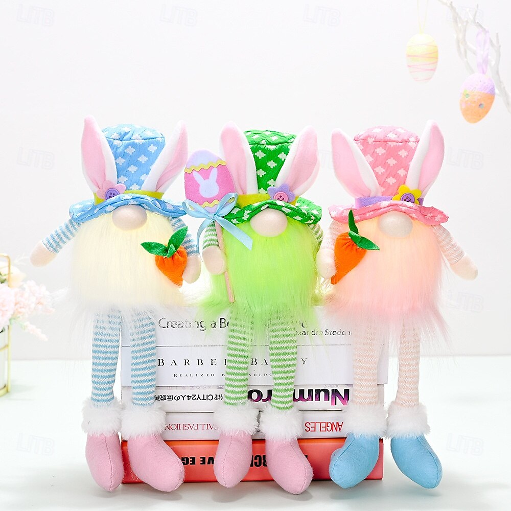 1 Pc Easter Long Leg Rabbit with Light, Faceless Child, Dwarf Doll, Carrot Resurrection Egg, Easter Indoor Party, Restaurant Atmosphere Decoration 2025 - $14.99 –P15