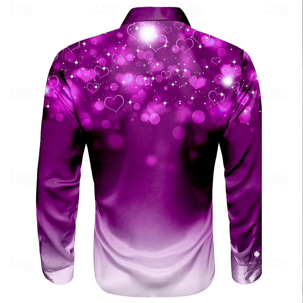 San Valentino Per uomo Con cuori Amore Glitterato Camicia in raso Camicie Camicia con bottoni Manica lunga Moda Casual Matrimonio Evento Per eventi Estate Primavera Collo ripiegabile Camicie con del 2026 a $11.49 –P4