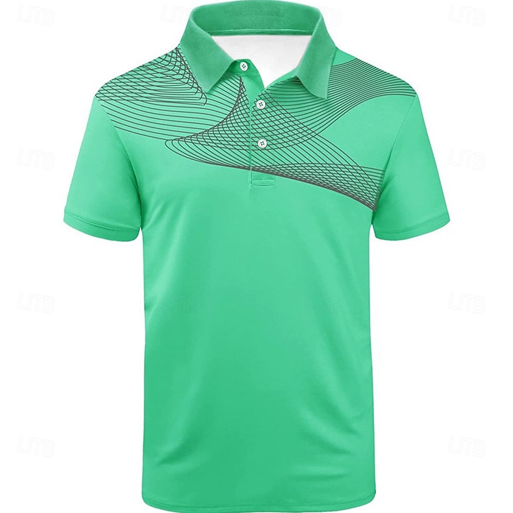 Voor heren Gestreept Sport Poloshirts Golfshirt Korte mouw Poloshirt Overhemden met kraag Casual Sportkleding Vakantiekleding Knop 3D-afdrukken Zwart En Rood Zwart / Wit Zwart 2026 - $23.99 –P8