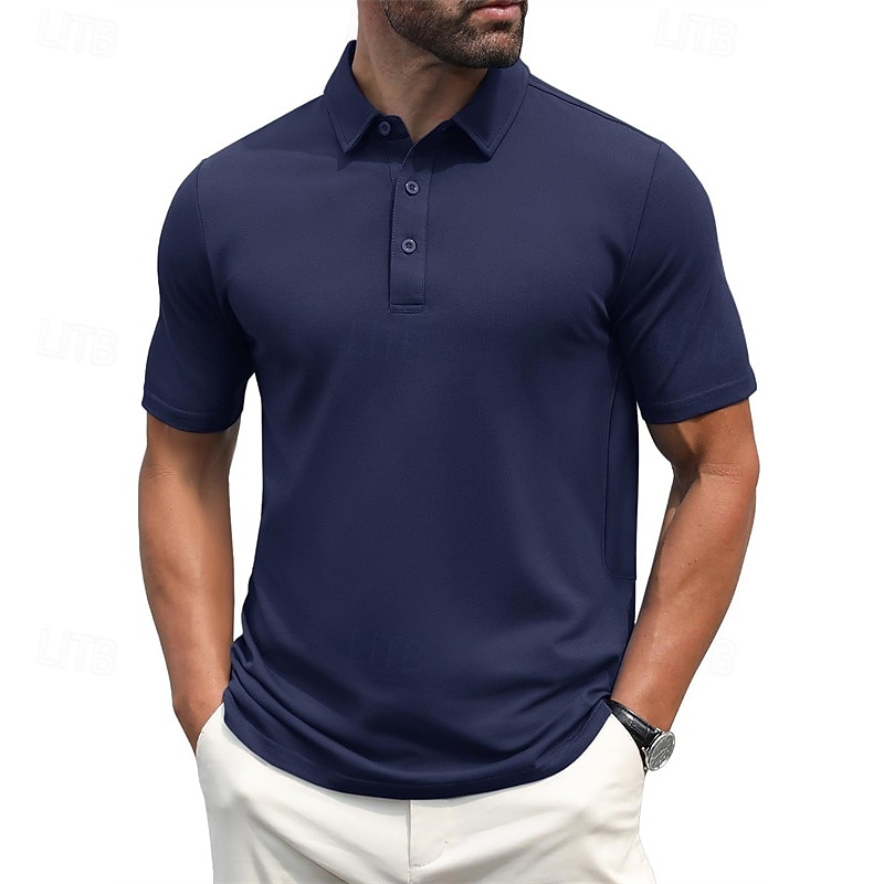 Herren Golfhemd Golf Poloshirts Arbeit Casual Kargen Kurzarm Basic Modern Glatt Knopf Frühling Sommer Regular Fit Hellgelb Wein Pfauenblau Dunkelgrau Schwarz Weiß Golfhemd 2025 - $17.99 –P19