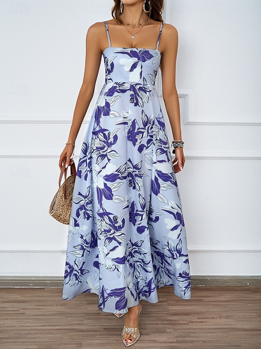 Per donna Vestito maxi Abito casual Abiti Boho Chic Boemia stile sveglio Moda Da mare Giornaliero Spiaggia Morbido Floreale Fantasia geometrica Senza maniche Con bretelline Blu Fucsia Estate del 2025 a $31.99 –P7