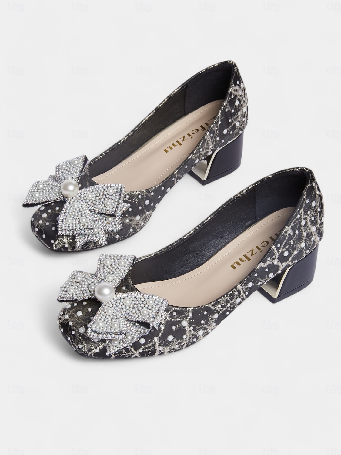 Mother of the Bride Block Heel Dress Pumps, Rhinestone Bow Pearl Accent Wedding Guest Heels for Ceremony & Reception, Black 2026 - $46.99 –P3