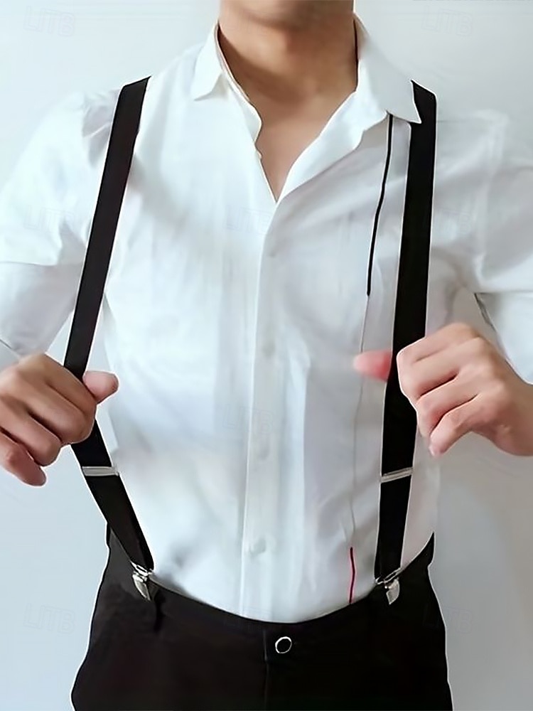 elastiska justerbara hängslen för män – mångsidig design med y-rygg med läderöglor och clip-on alternativ, lämplig för högtidlig klädsel, bröllop eller affärskläder 2025 - $14.99 –P2