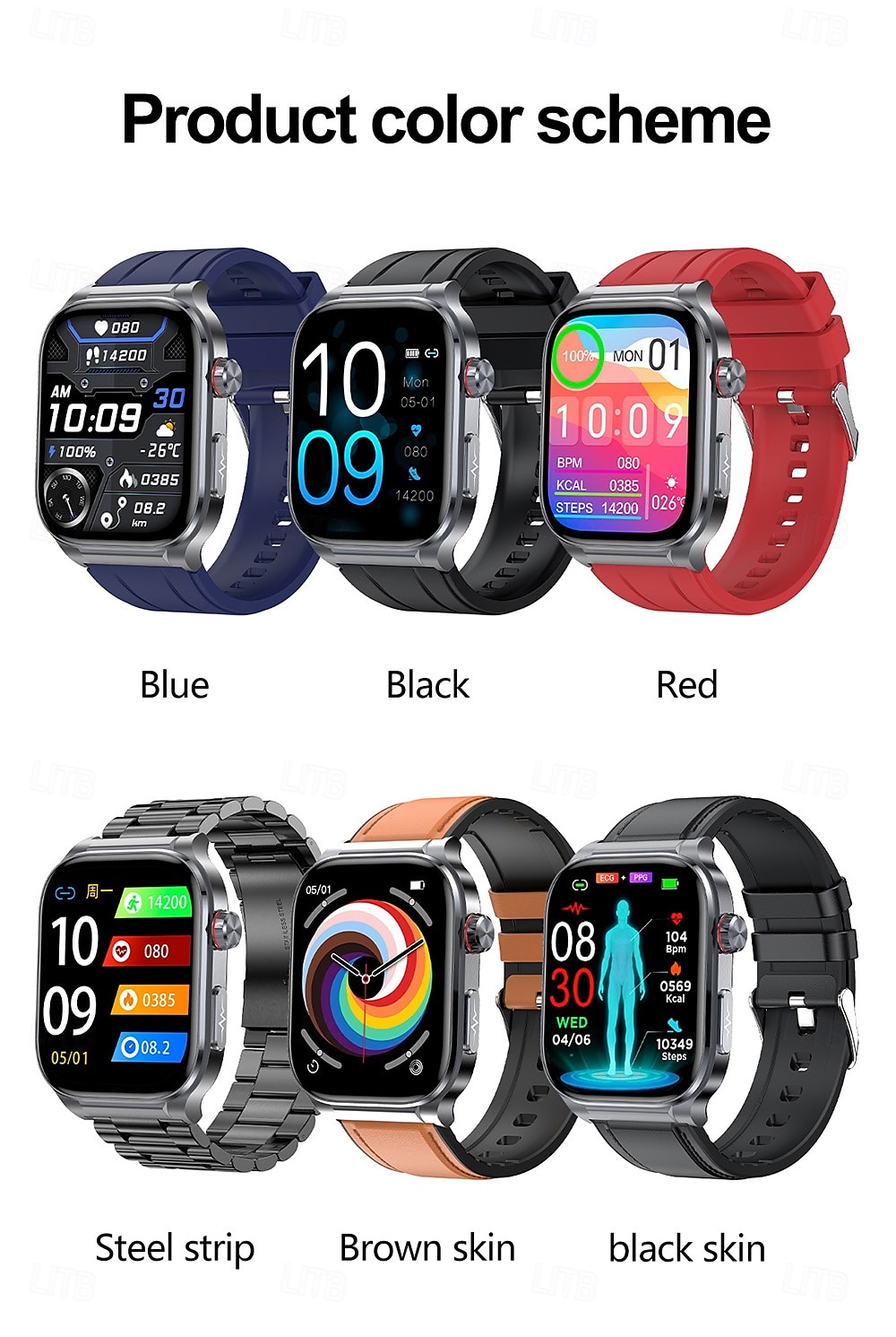 2025年 iMosi ET588 スマートウォッチ 1.96 インチ スマート·ウォッチ ブルートゥース ECG + PPG 温度監視 歩数計 と互換性があります Android iOS 女性 男性 ハンドフリーコール 防水 メディアコントロール IP68 39mmウォッチケース  コレクション – $108.59 –P19