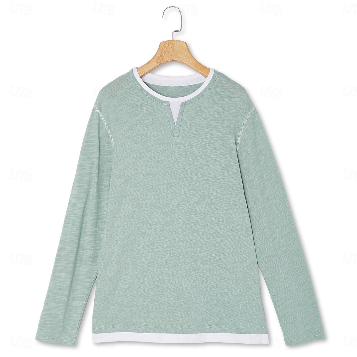 Herren Hemd V-Ausschnitt T-Shirt Langarmshirt Langarm V Ausschnitt Frühling & Herbst Einfarbig Patchwork Täglich Lässig Streetstyle Falscher Zweiteiler Outdoor Straße Lässig Dunkelgrau Hellgrün Kaffee 2025 - $26.99 –P2
