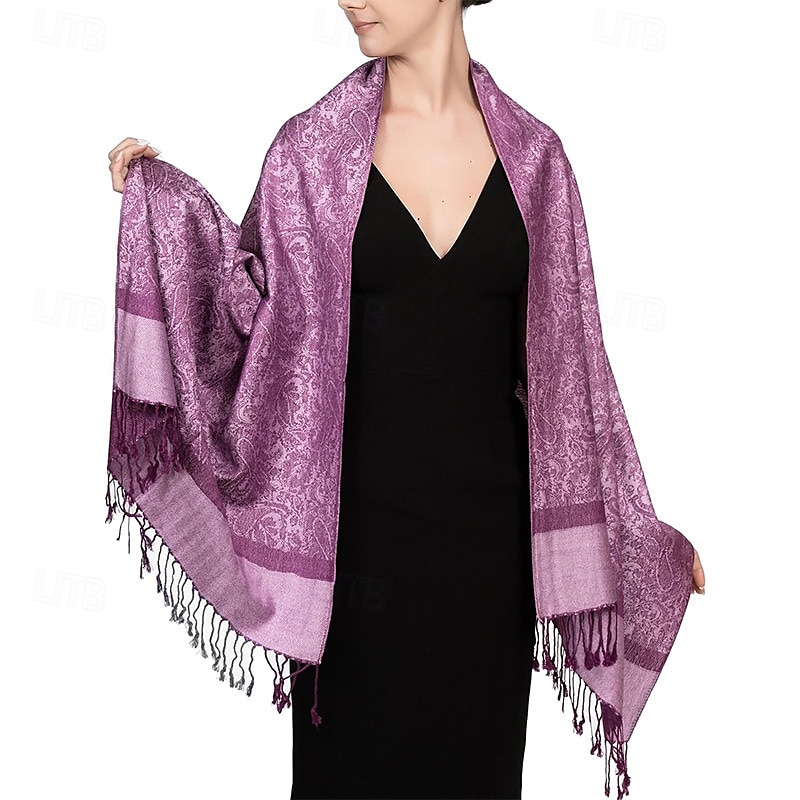 Écharpe châle pashmina en cachemire soyeux Vimate - Écharpe pashmina jacquard double face douce pour femme pour robe de soirée châle de voyage de 2025 ? $26.99 –P17