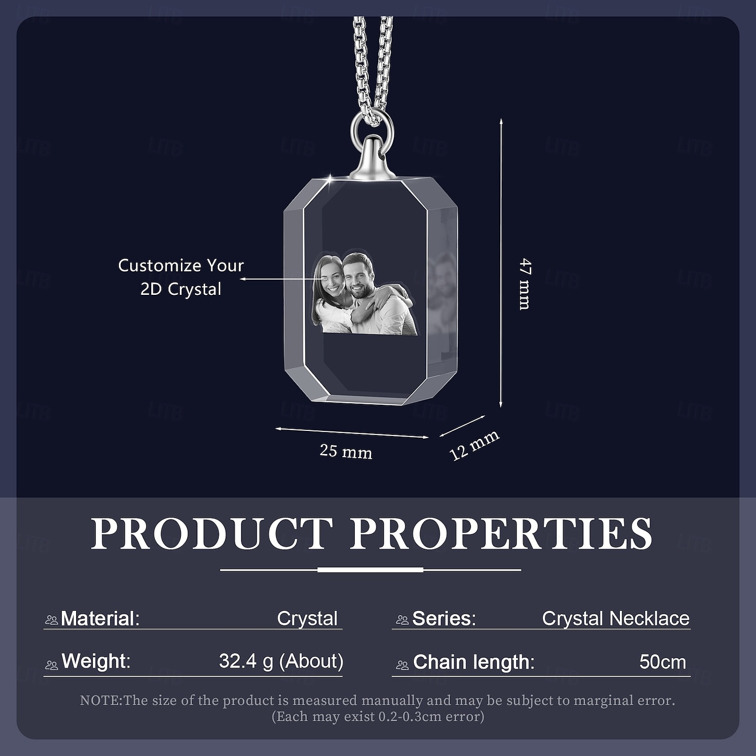 Colier foto cristal personalizat cadou personalizat pentru mamă - Pandantiv în formă de inimă cu poză gravată laser 2D cadou de nuntă cea mai bună idee de cadou bijuterie pentru soție sau prietenă 2025 - $23.99 –P4