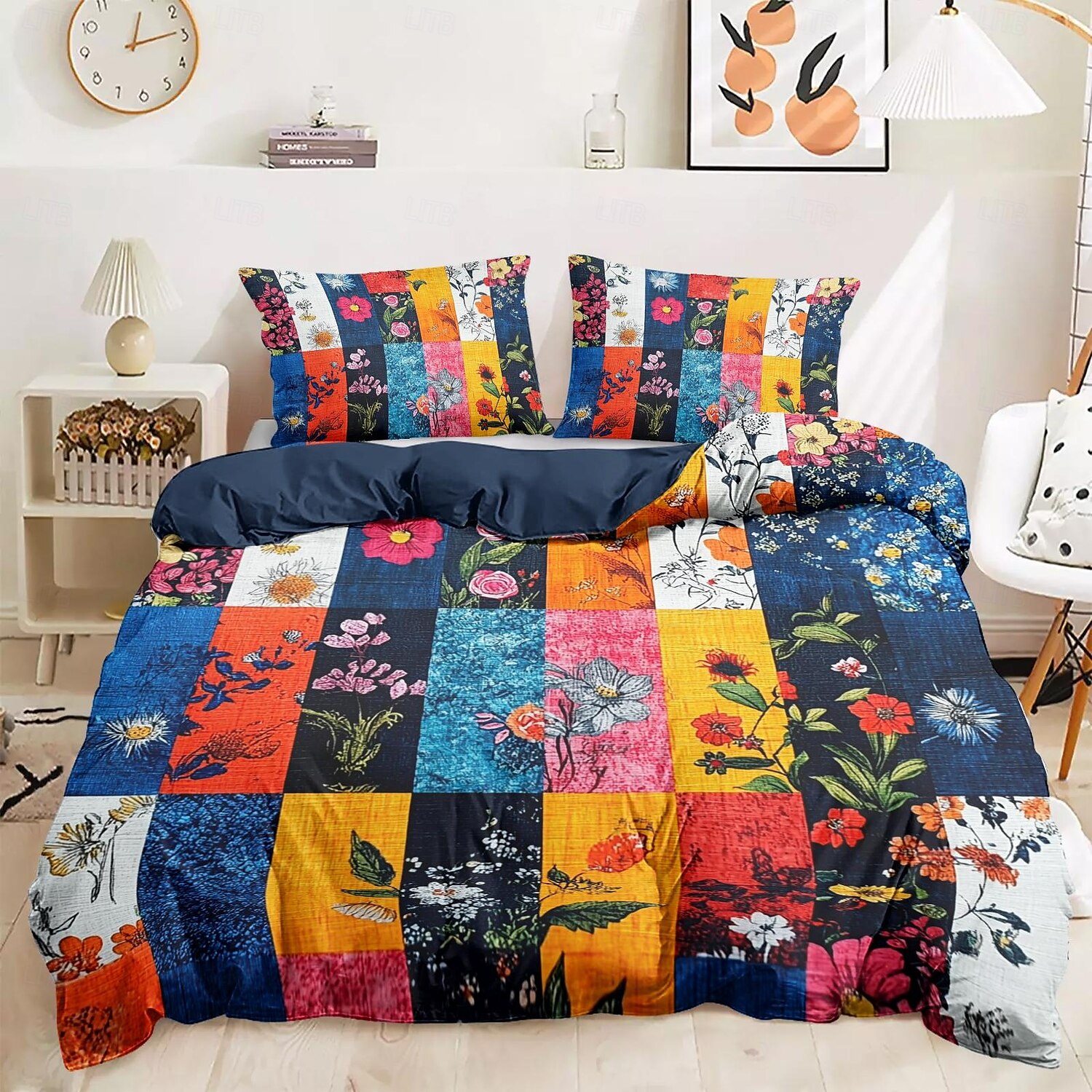 Boho Flower Duvet Cover Full Size Bohemian Lines Bedding Set Flower Line Bed Sets Geomtric Quilt Cover Soft Lightweight Comforter Cover with 2 Pillowcases for Summer Spring 2025 - $60.99 –P6