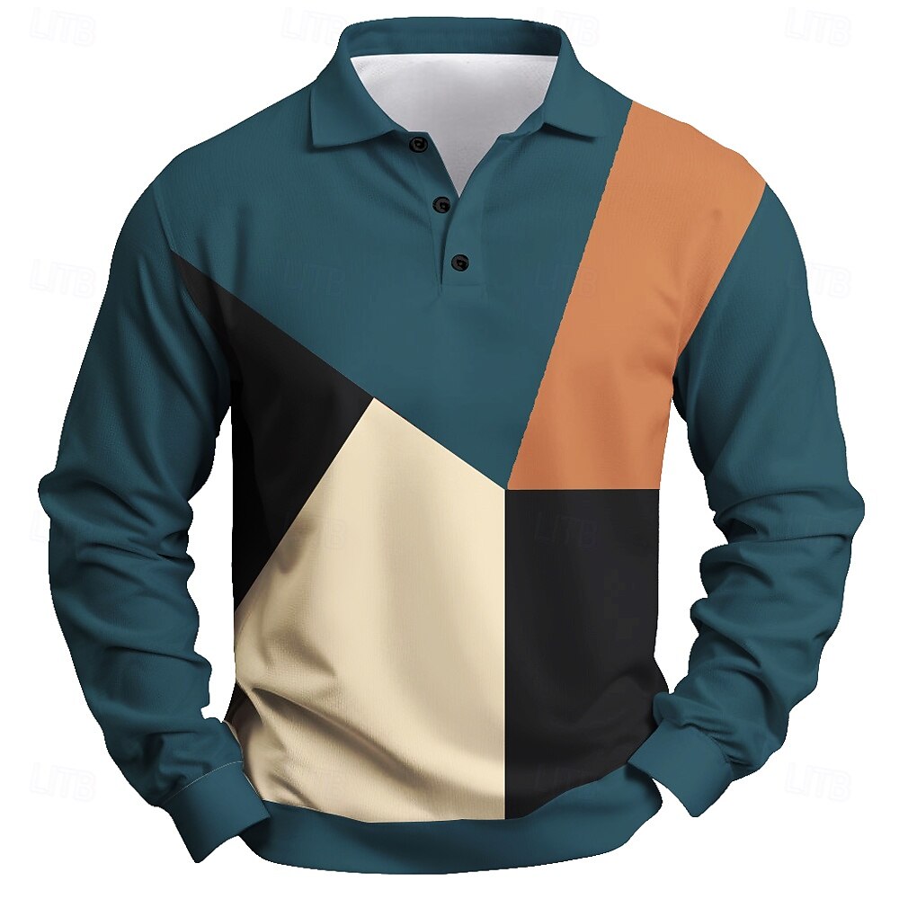 Men's Stripes Rugby Polo Long Sleeve Polo Shirts Collared Shirts Sportswear Casual Outdoor Athleisure 3D Print Spring Fall Winter Blue Black Green 2026 - $31.99 –P6