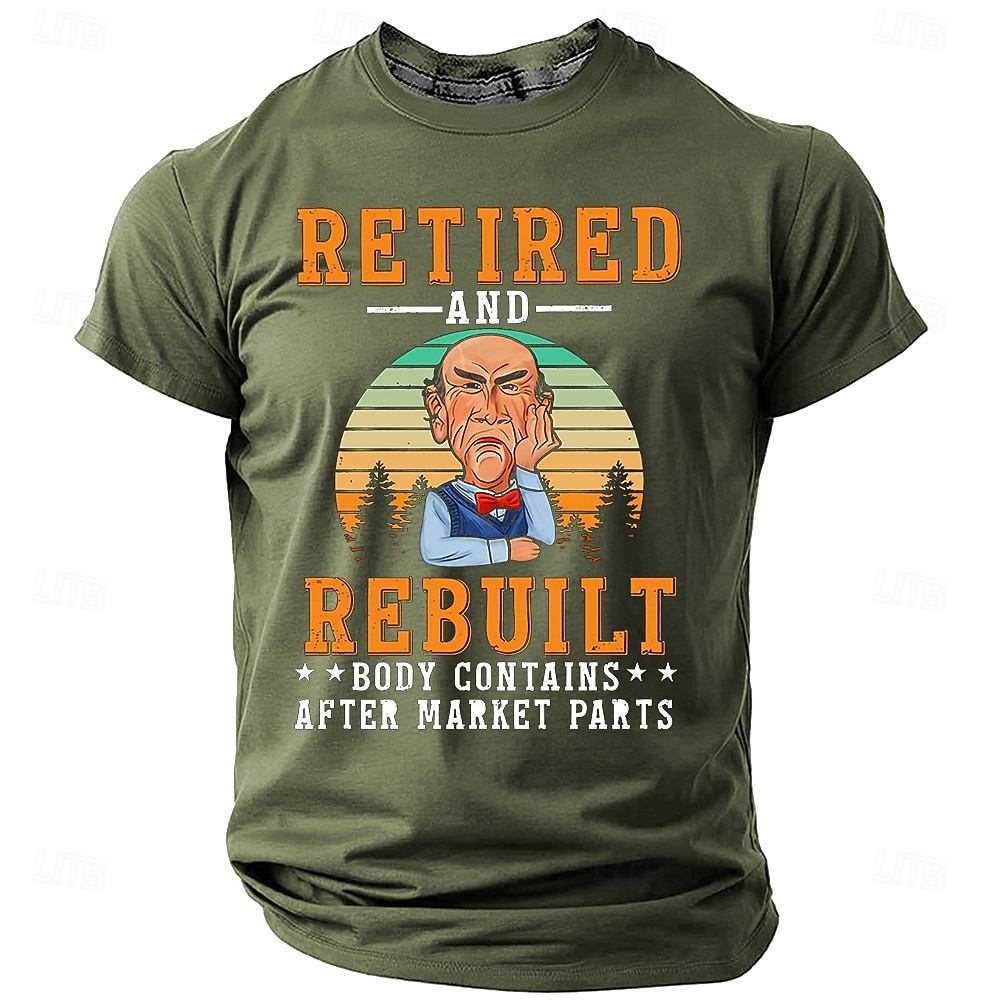 Herren Humorvolles Renten-Grafik T-Shirt "In Rente  umgebaut der Körper enthält Ersatzteile" Lustiges Tee Geschenk 2026 - $19.49 –P4