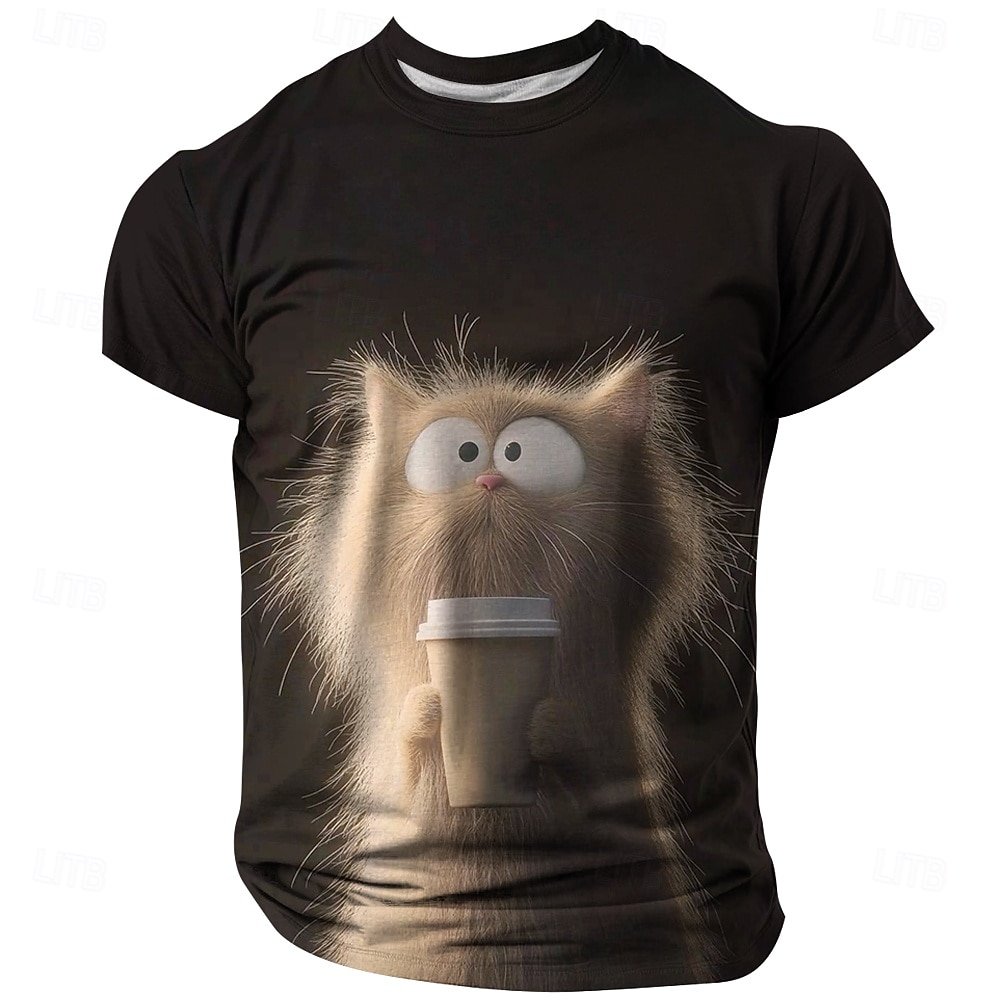 Herren Katze Lustig T Shirt Kurzarm T-Shirt 3D-Druck Rundhalsausschnitt Hemd Übertrieben Designer Party Ferien Schwarz Sommer Frühling Bekleidung S M L XL XXL XXXL 2026 - $19.49 –P1