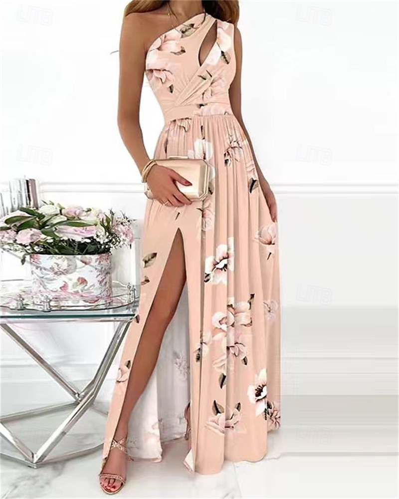 Women's Long Dress Maxi Dress Casual Dress A Line Dress Floral Dress Summer Dress Elegant Stylish Vacation Daily Date Regular Fit Floral Sleeveless One Shoulder White Pink Red Summer 2025 - $23.99 –P2