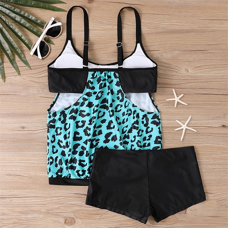 Dam Tankini Tvådelad baddräkt Brottarrygg Badkläder Blommig Badkläder Svart Blå Andningsfunktion Snabb tork Lättvikt Ärmlös - Simmning Surfing Strand Sommar Vår 2025 - $21.59 –P10