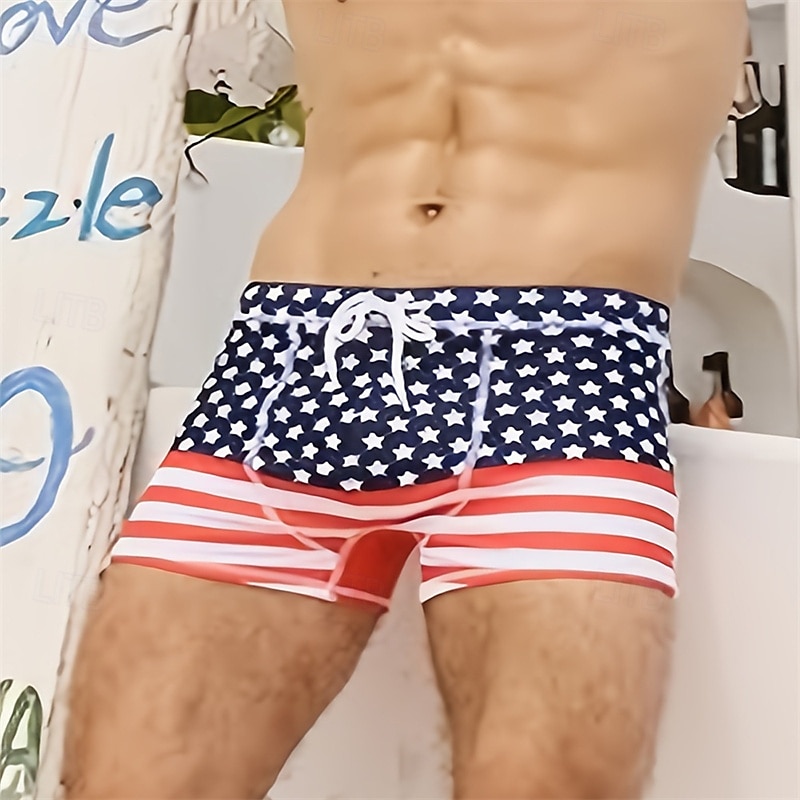 Herr Badshorts Badkläder Underdelar Snörning Simmning Surfing Strand Vattensport Tryckt Landsflagga Sommar Vår 2025 - $12.99 –P3