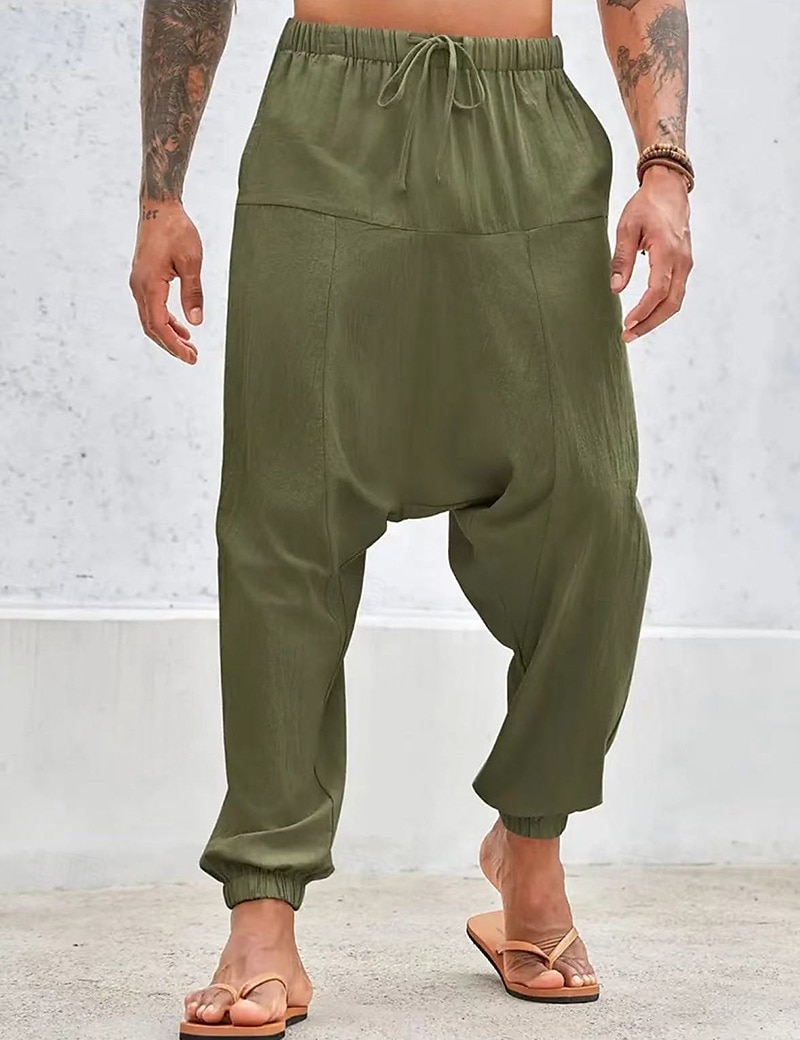 Per uomo Pantaloni di lino Pantaloni Pantaloni estivi Pantaloni larghi Pantaloni stile harem A cordoncino Vita elastica Liscio Comfort Traspirante Lunghezza intera Yoga Giornaliero Per eventi Di del 2025 a $25.99 –P2