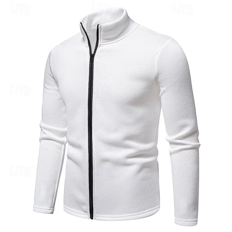 Men's Lightweight Jacket Summer Jacket Casual Jacket Vacation Daily Warm Pocket Fall & Winter Plain Fashion Classic Stand Collar Regular Black White Light Grey Dark Gray Jacket 2025 - $31.99 –P3