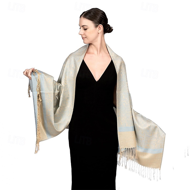 Écharpe châle pashmina en cachemire soyeux Vimate - Écharpe pashmina jacquard double face douce pour femme pour robe de soirée châle de voyage de 2025 ? $26.99 –P30