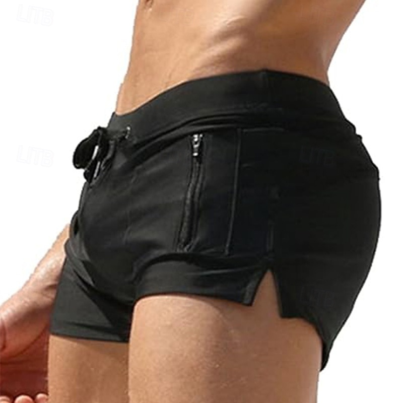 Herr Badshorts Snabb tork Bekväm Andningsfunktion Badkläder Underdelar Snörning Surfing Strand Vattensport Simmning Solid färg Sommar 2025 - $12.99 –P2