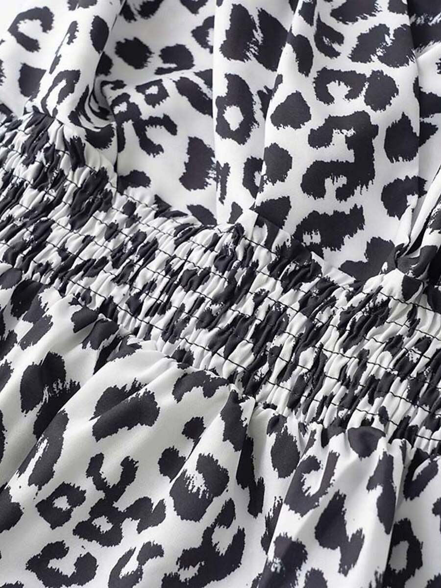 Damen Maxidress Casual kleid A Linie Kleid skims dress Stilvoll Brautkleider schlicht Urlaub Täglich Regular Fit Leopard Ärmellos Gurt Weiß Gelb Sommer 2025 - $27.99 –P4