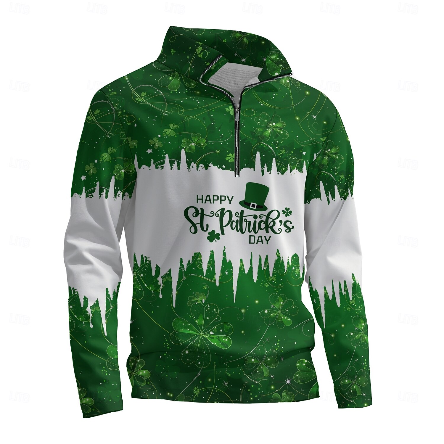 St. Patrick's Day Men's Graphic Saint Patrick Day Hoodies Quarter Zip Sweatshirt Hooded Sweatshirt Stand Collar Daily 3D Print Vacation Going out Streetwear Green Print Spring & Fall Designer 2026 - $32.99 –P3