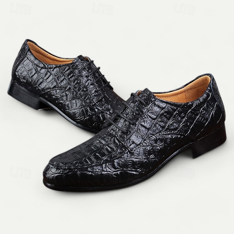 Per uomo Oxfords Motivo Coccodrillo Pelle PU Traspirante Confortevole Antiscivolo Allacciatura Marrone chiaro Nero Autunno Inverno del 2025 a $59.99 –P5
