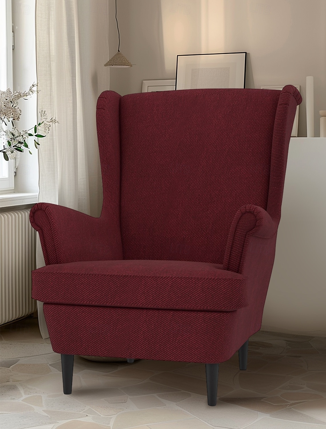 Husă pentru fotoliu cu spătar înalt 100% bumbac culoare solidă cu captușeală 2025 - $82.99 –P5