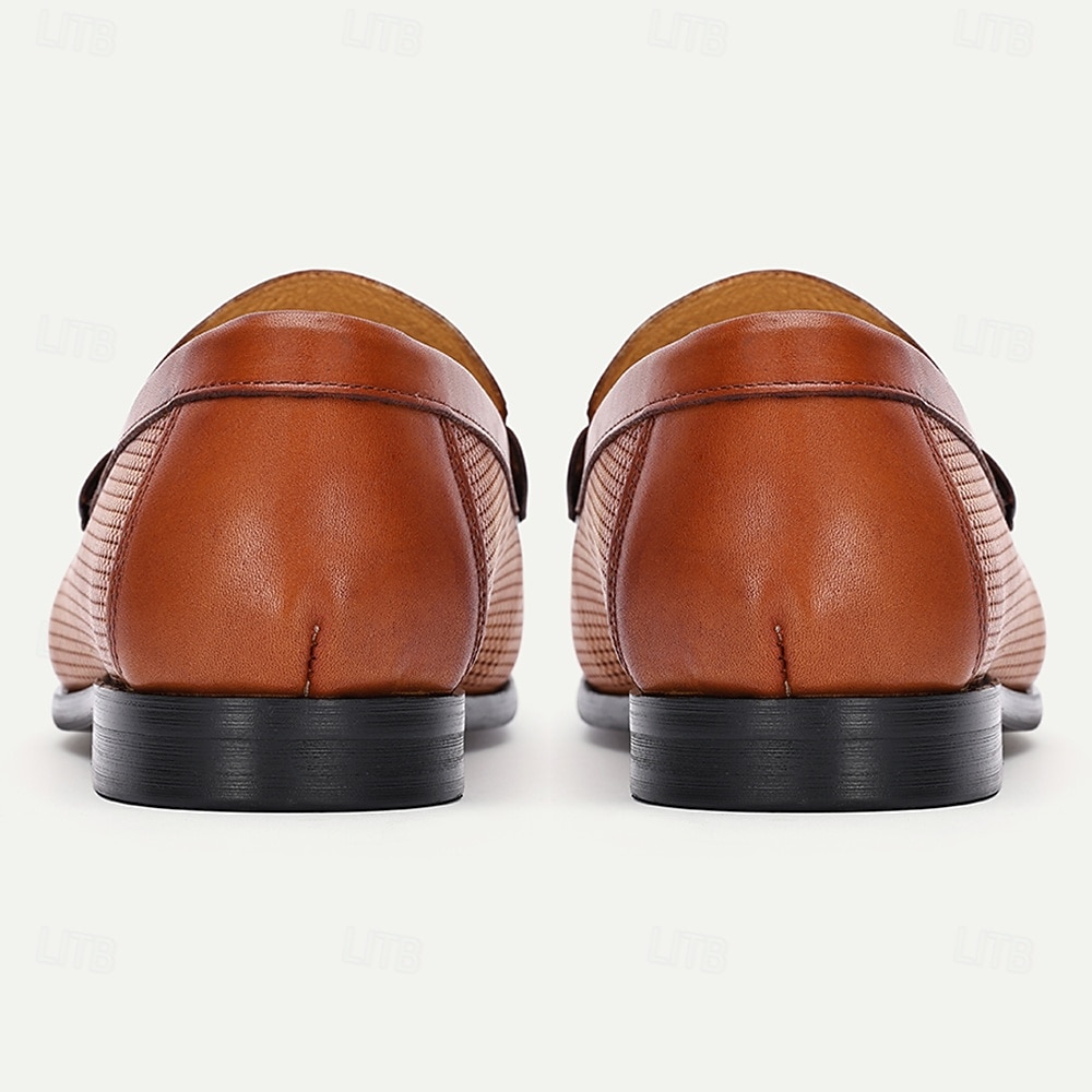 Men's Premium Cowhide Embossed Leather Loafers - Stylish Textured Design for Casual and Formal Occasions 2026 - $94.99 –P4