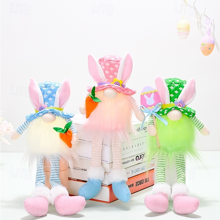 1 Pc Easter Long Leg Rabbit with Light, Faceless Child, Dwarf Doll, Carrot Resurrection Egg, Easter Indoor Party, Restaurant Atmosphere Decoration 2025 - $14.99 –P13