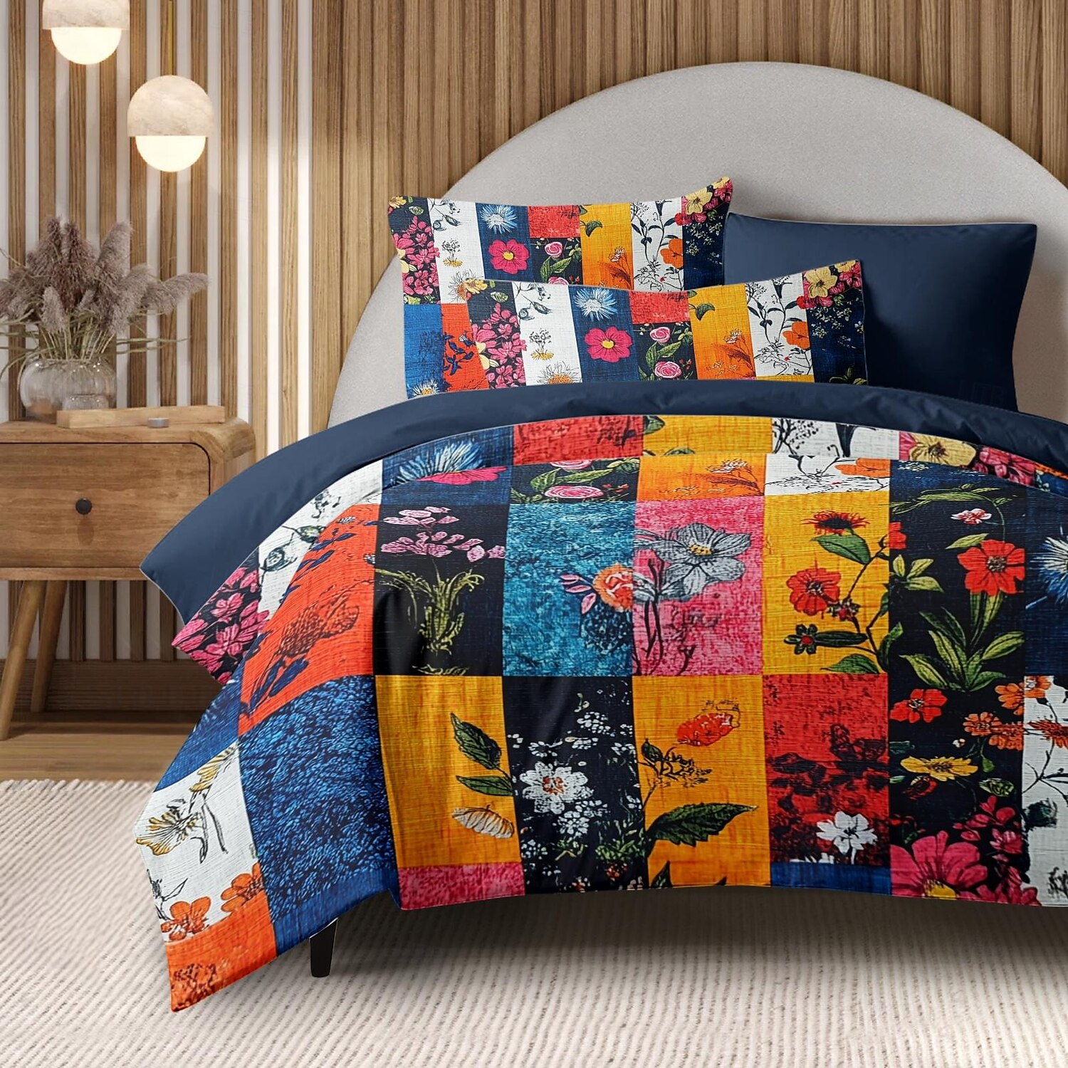 Boho Flower Duvet Cover Full Size Bohemian Lines Bedding Set Flower Line Bed Sets Geomtric Quilt Cover Soft Lightweight Comforter Cover with 2 Pillowcases for Summer Spring 2025 - $60.99 –P2