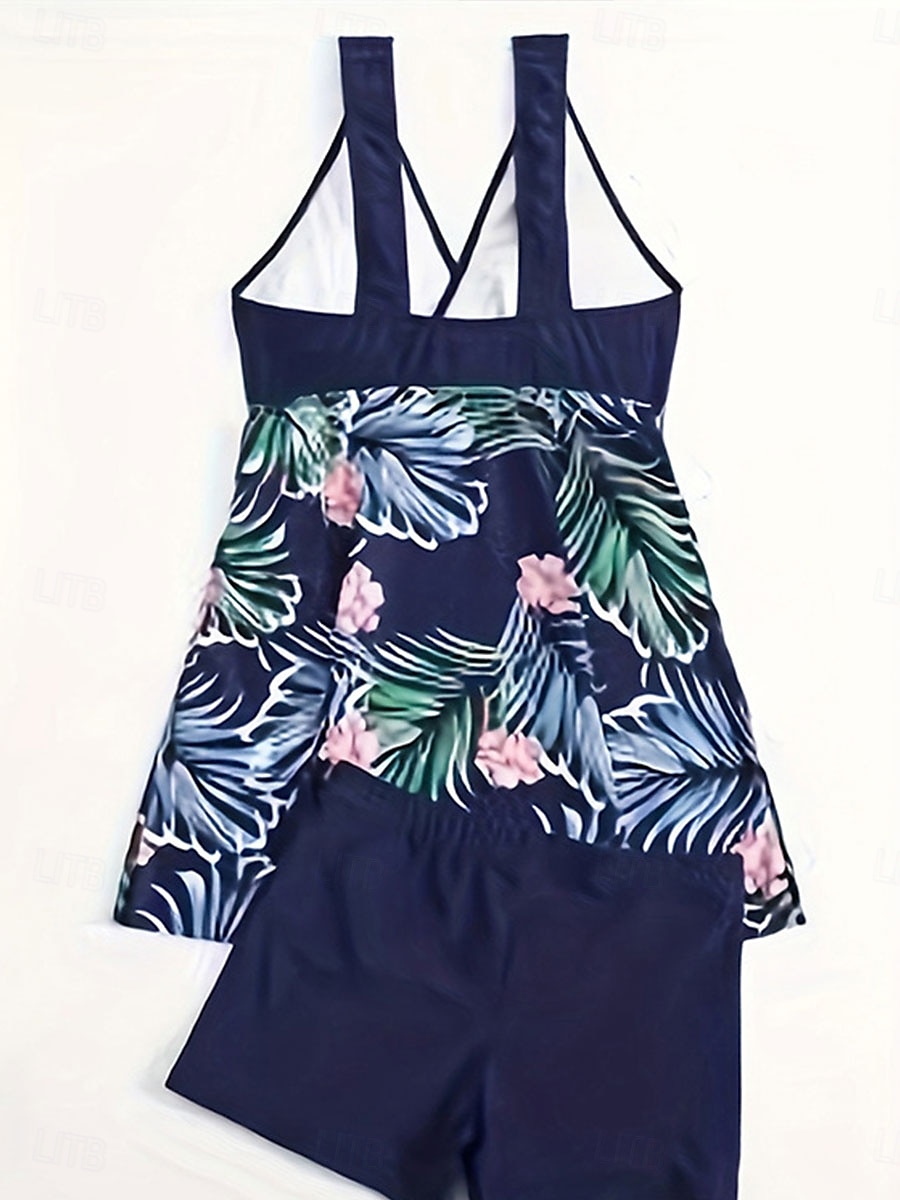 Womens úszódresszek hasellenőrző tankini fürdőruha hátsó zipzárral hasellenőrző magas derekú slim nyaralós tengerparti viselet grafikus V nyakú ujjatlan fürdőruhák 2025 - $31.99 –P4