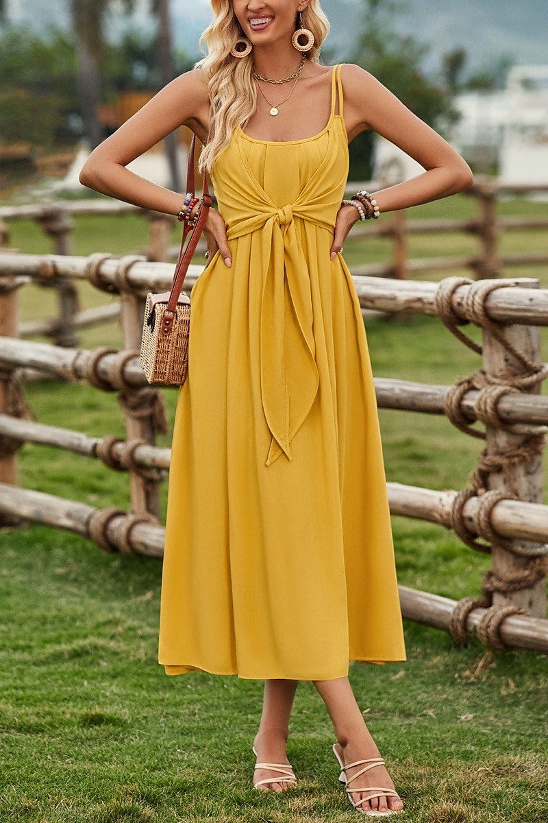 Per donna Vestito maxi Abito casual Abito linea A Abito sottoveste Moda Essenziale Informale Da mare Giornaliero Standard Liscio Senza maniche A V Giallo Verde Estate Primavera del 2025 a $33.99 –P2