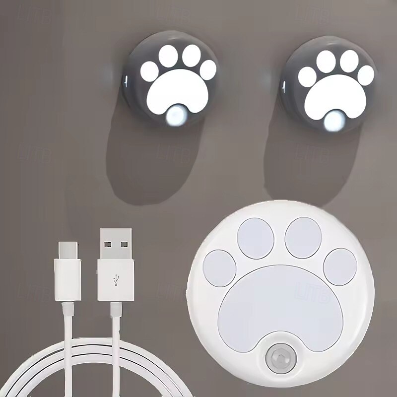 cat led nattlys usb oppladbart med bevegelsessensor, dimmebar skrivebordslampe for soverom, nattbord, kjøkken, skap og trapp 1stk 2025 - $16.49 –P2