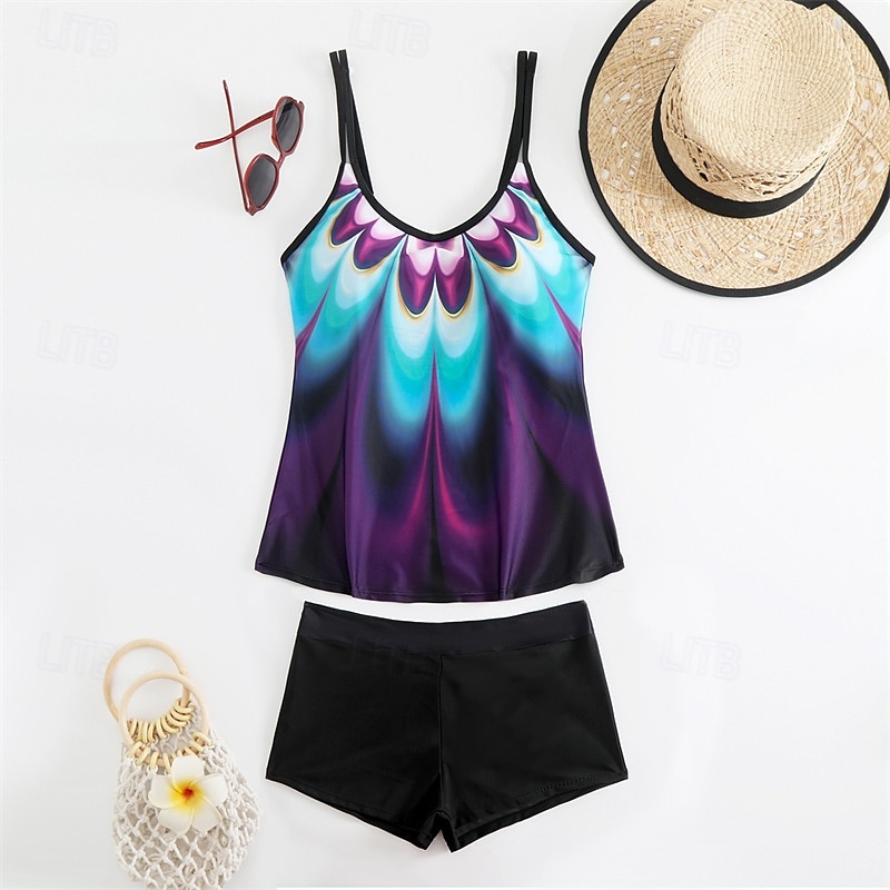 Femme Tankini Maillot De Bain Deux Pièces Maillots de Bain Maillots de Bain Jaune Bleu Respirable Séchage rapide Poids Léger Sans Manches - Natation Surf Plage Eté Printemps Grande Taille de 2025 ? $26.99 –P14
