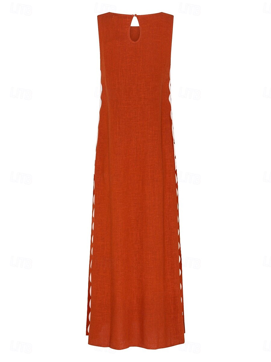 Pentru femei Rochie Maxi Rochie casual Rochii Boho Chic Rochie Tip Maieu Boemia Casual Boho Vacanță Zilnic Plajă Potrivire Largă Simplu Manșon scurt Stil Nautic Roșu-aprins Maro Vară Primăvară 2025 - $35.99 –P5