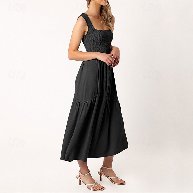 Femmes Robe Midi Robe de remise des diplômes Robe Décontractée Robe trapèze Robe d'été Élégant Occasionnel Vacances Quotidien Date Coupe régulière Uni Sans manches Col Rond Noir Blanche Vert Claire de 2025 ? $29.99 –P18