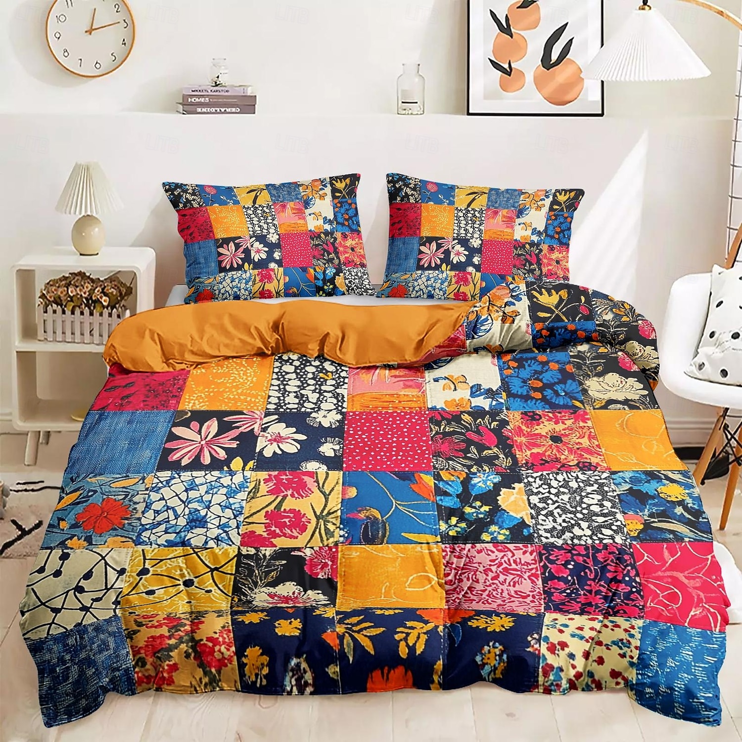 Boho Flower Duvet Cover Full Size Bohemian Lines Bedding Set Flower Line Bed Sets Geomtric Quilt Cover Soft Lightweight Comforter Cover with 2 Pillowcases for Summer Spring 2025 - $60.99 –P10