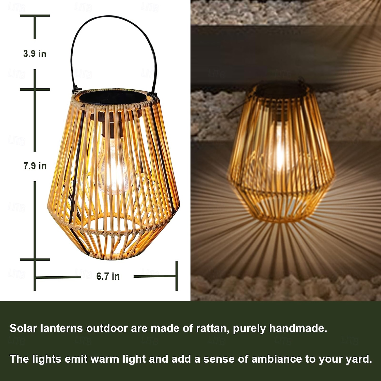 1 st. buitenzonne-energie imitatie bamboe weven Chinese lantaarn tuin gazon pad hek decoratie verlichting sfeer licht 2025 - $35.99 –P5