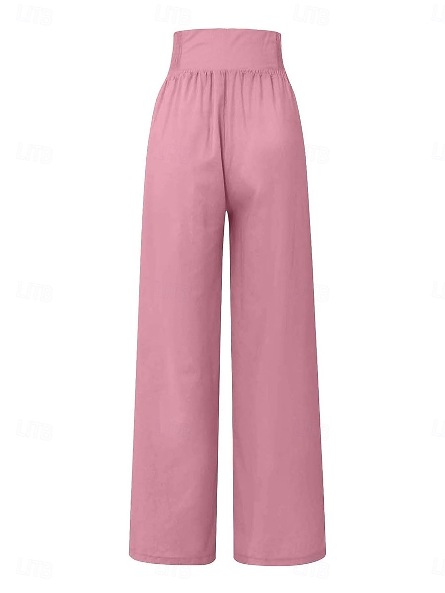 Mujer Pantalones cortos de lino y algodón Pantalones inspirados en el lino Pantalones de lino y algodón Moda Ropa de calle Longitud total Alta cintura Plano Bolsillo Cintura elástica Confortable 2025 - $21.99 –P8
