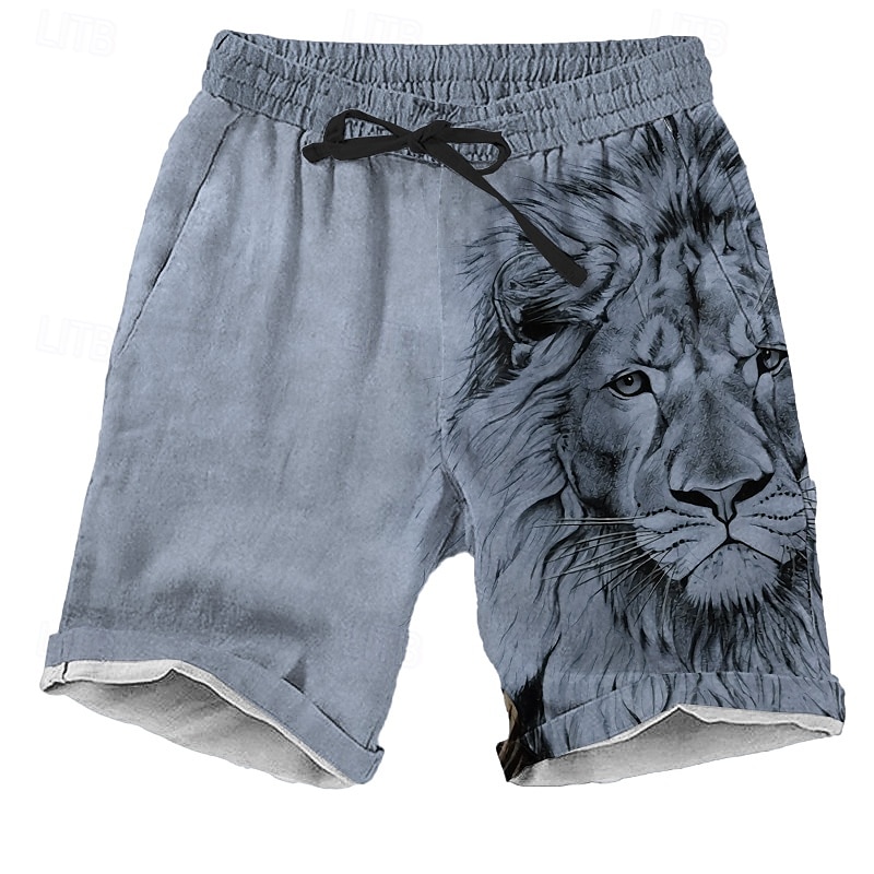 Per uomo Leone Stampa animal Pantaloncini Pantaloncini da spiaggia Pantaloncini casual Vita normale Streetwear Retrò vintage Esterno Per eventi Abbigliamento di strada A cordoncino Vita elastica Con del 2025 a $19.99 –P2
