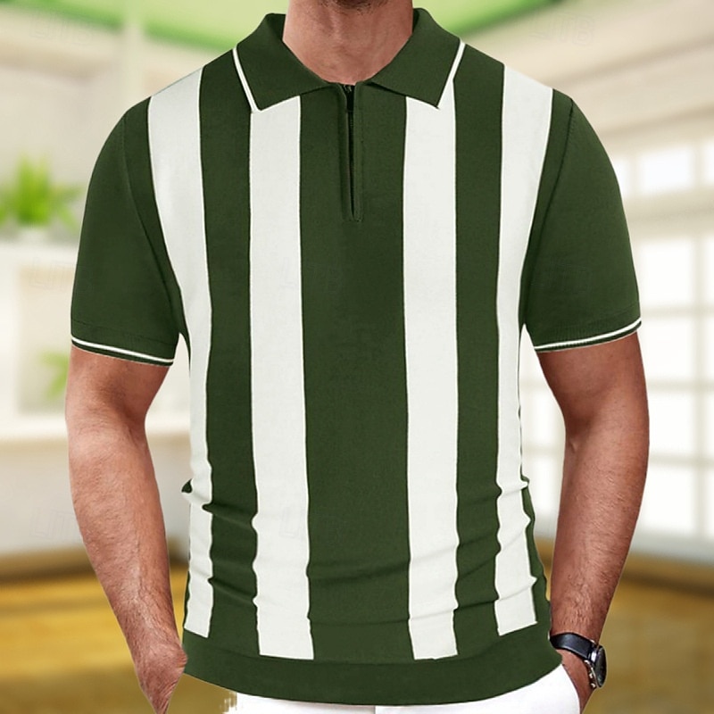 Férfi Button Up Polos Golfing Hétköznapi Sport Hajtóka Rövid ujjú Divat Alap Csík Kollázs Gombok Nyár Lóhere Button Up Polos 2025 - $31.99 –P1