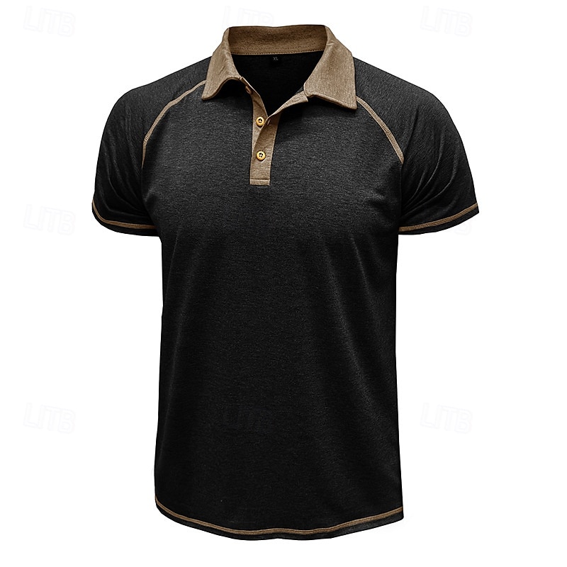 Men's Polo Business Polo Business Casual Lapel Classic Short Sleeve Color Block Embroidered Buttons Summer Spring &  Fall Lake blue Retro Red Dark Gray Black Navy Blue Khaki Polo 2025 - $20.99 –P8